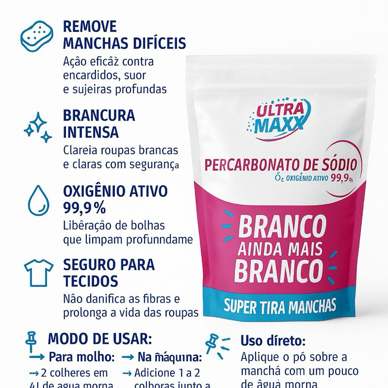 PERCARBONATO DE SÓDIO ALVEJANTE TIRA MANCHAS 1KG