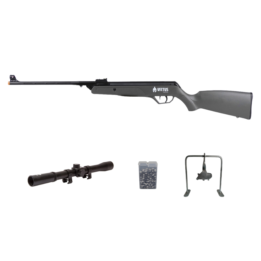 Carabina de Pressão Arete Grey 5.5mm CBC - Virtus + Chumbo + Luneta 4x20 + Alvo Javali em Oferta na Shopee