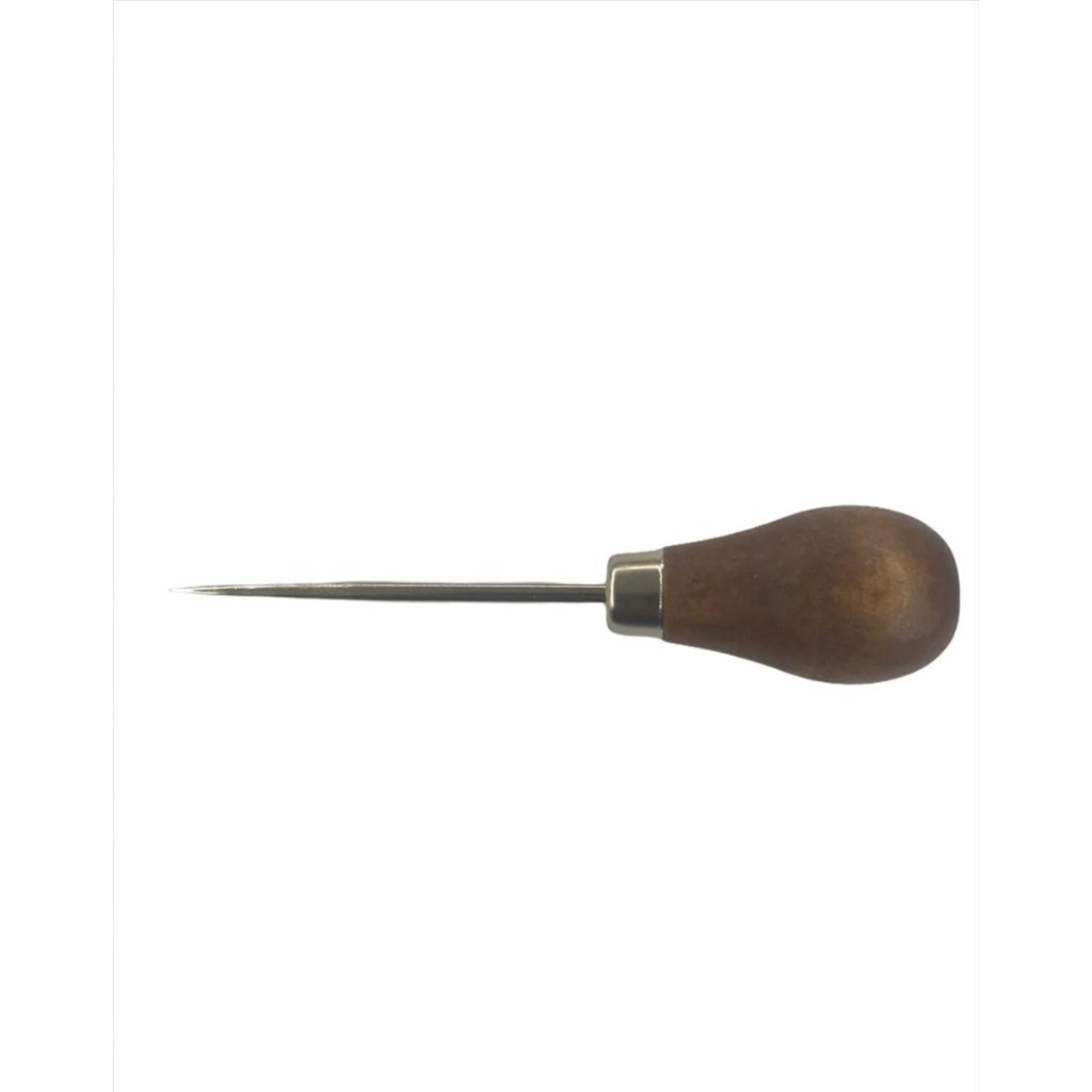 Furador Agulhão Manual Cabo Madeira Tec Toke Cartonagem Patchwork Couro Artesanato 11,5cm Lanmax