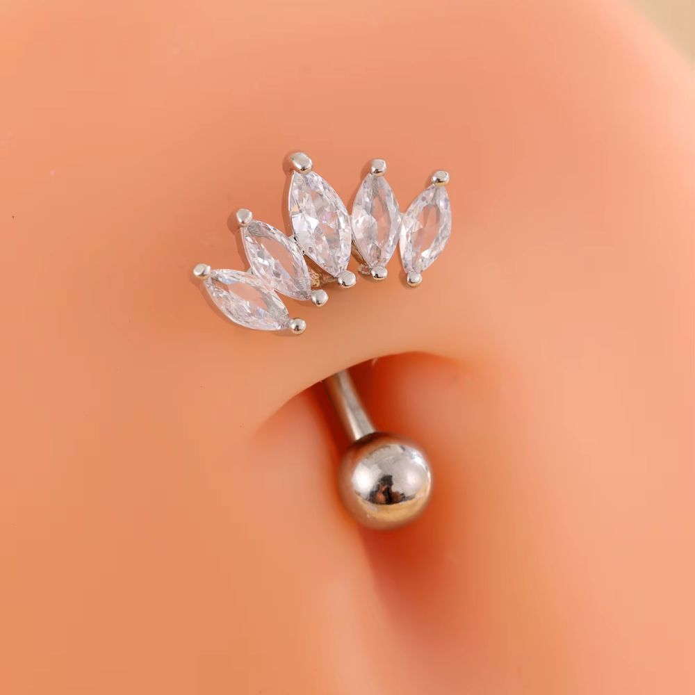 Piercing de Umbigo Coroa 5 Pedras de Zircônia-Prata em Oferta na Shopee