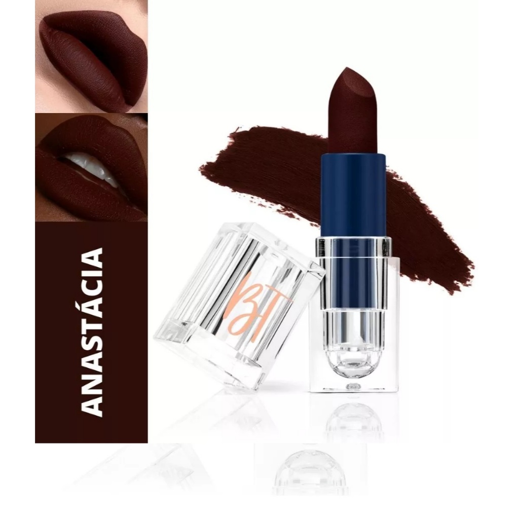 Batom Aveludado Bruna Tavares BT Lux Cor ANASTASIA - Soft Matte, Ácido Hialurônico, Vegano, Completa