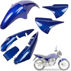 Kit Carenagem Completo Titan 150 Azul 2004 até 2008 Com Tampa Lateral/Rabeta/Paralama/Dianteiro