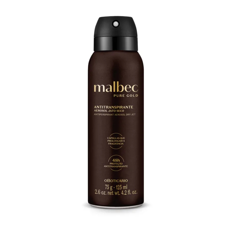 Desodorante Antitranspirante Aerosol Malbec Pure Gold 75g/125ml