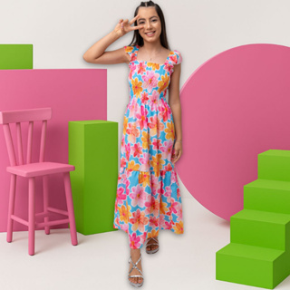 Vestido Longo Infantil Juvenil Lastex Floral Menina Roupa Infantil Elastec 2 ao 14 Festa Casual Luxo em Oferta na Shopee