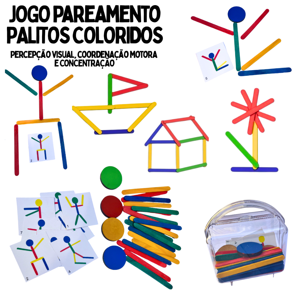 Kit Jogo Pedagógico – Boneco de Palito Coloridos - Brinquedo Educativo em Oferta na Shopee