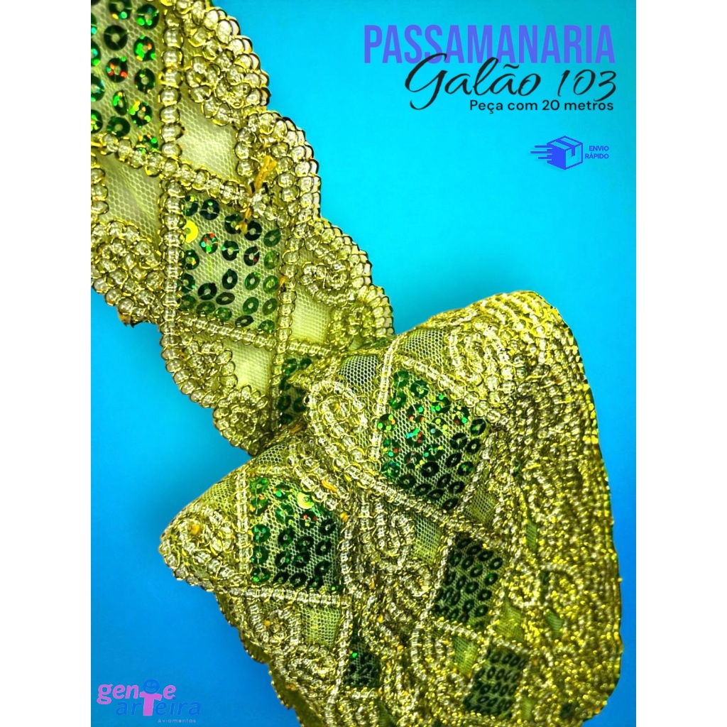 Fita Passamanaria Galão 103 - 5,5 CM -  Peça com 13,7 metros em Oferta na Shopee