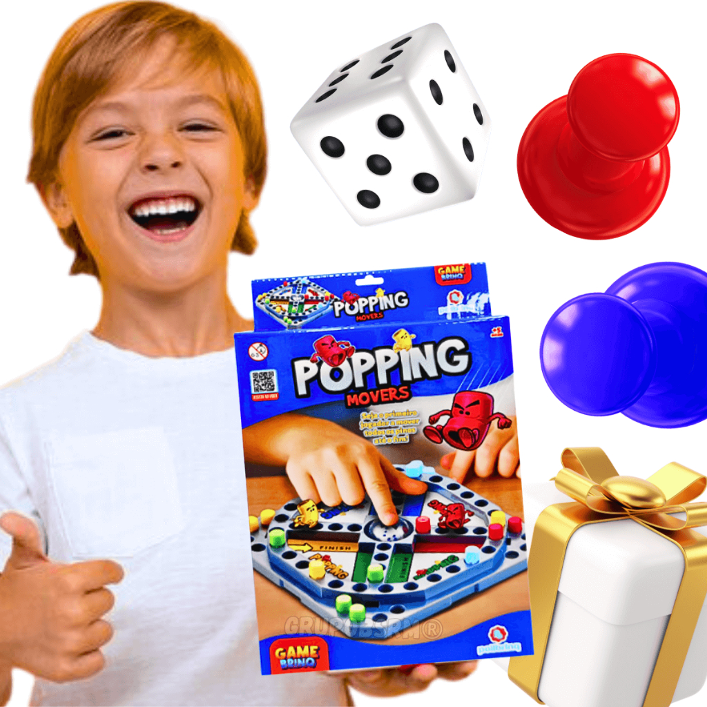 Popping Movers Polibrinq Competitivo ou Cooperativo 3 modos de Jogo Rápido 4 Jogadores idade 5 anos