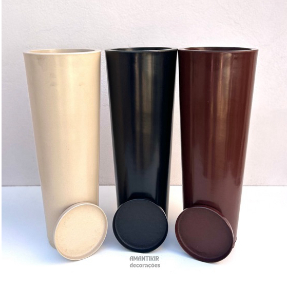 Vaso de Planta Decorativo Ibiza Classic Liso  Moderno C/Prato -  Ref. 31 em Oferta na Shopee