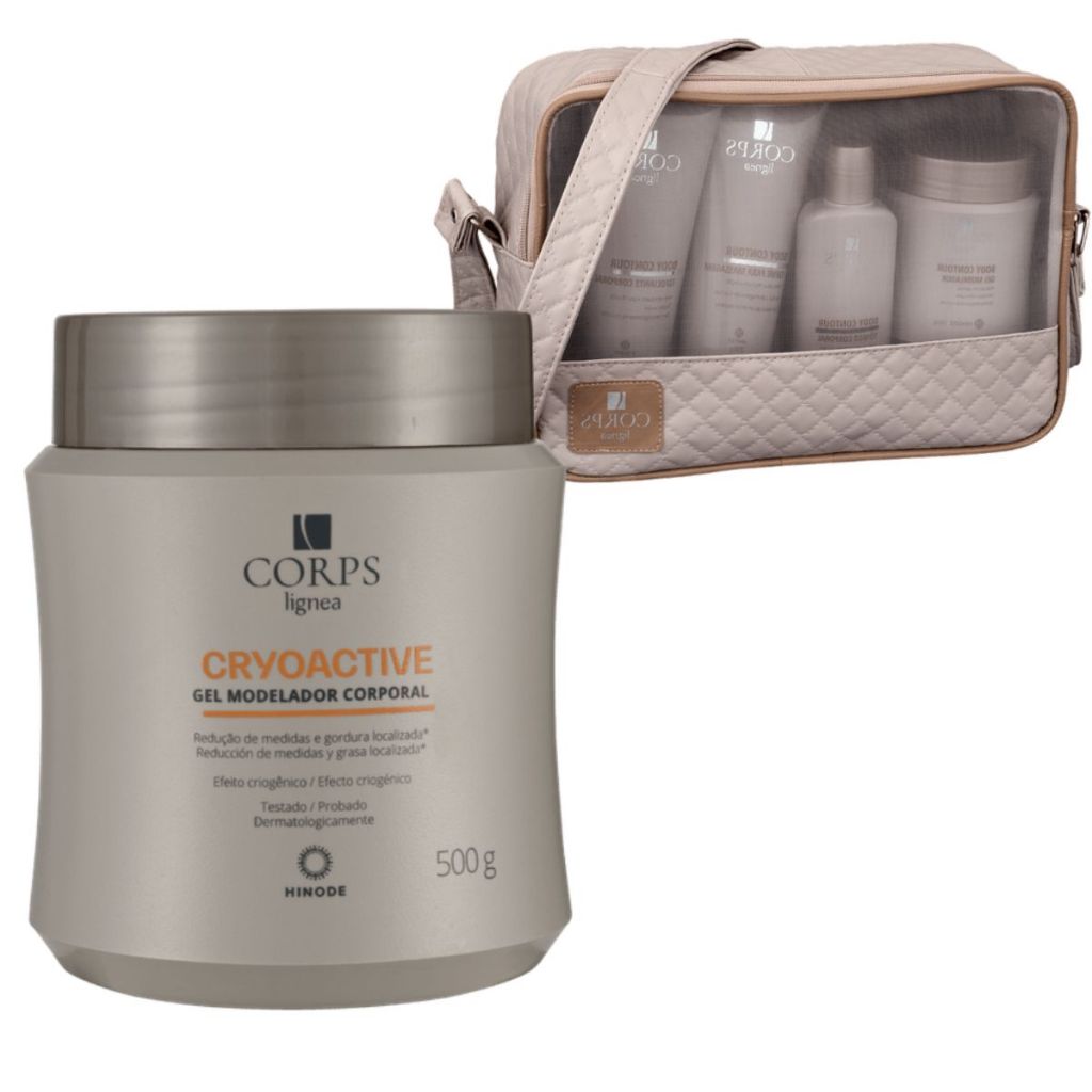 Kit Gel Redutor de Medidas 500g +Tônico Corporal + Creme para Massagem + Bolsa Hinode (Original)