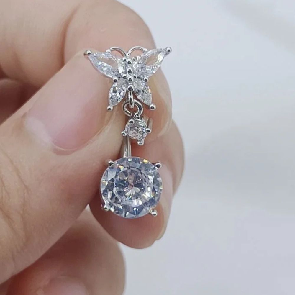 Piercing de Umbigo Borboleta Com Pingente em Zirconia Zircão. em Oferta na Shopee