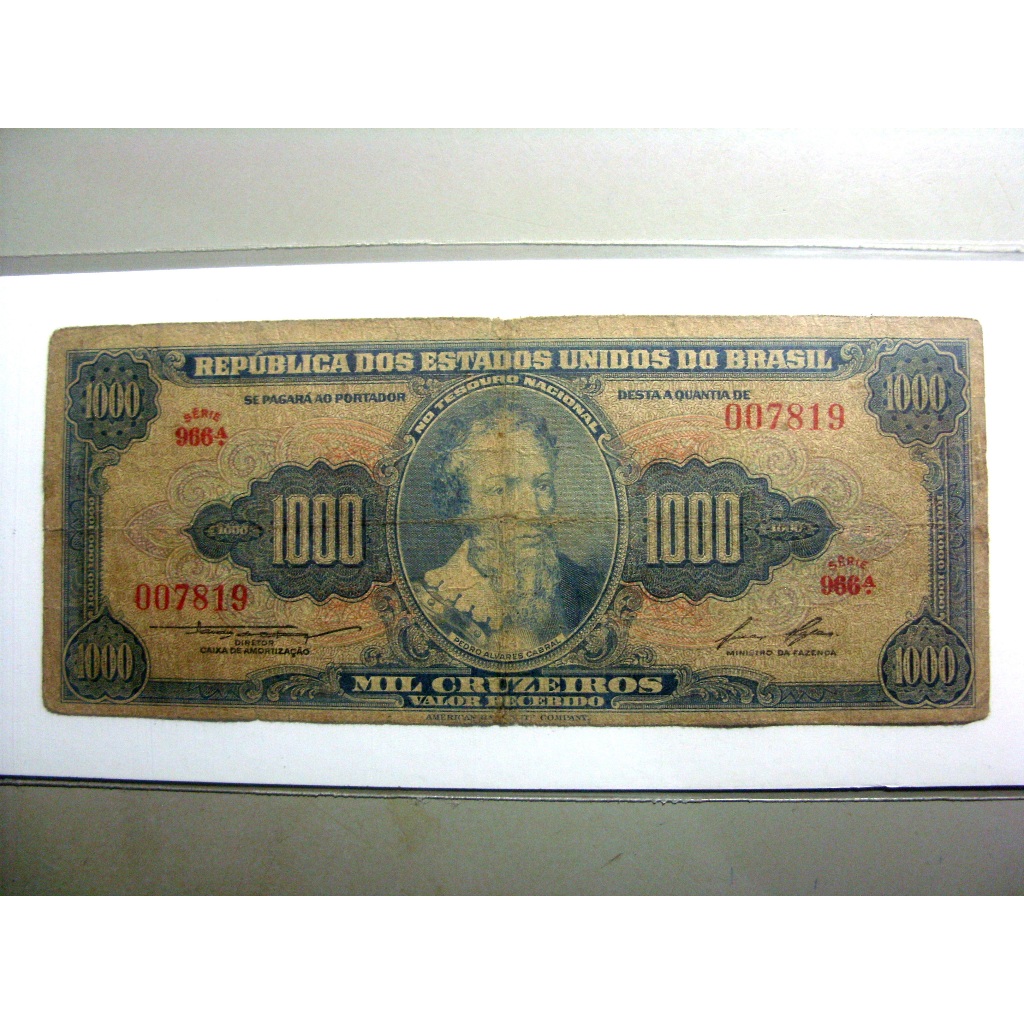 Rara Cédula Brasil 1000 Cruzeiros 1958 C052 Circulada, Autentica.