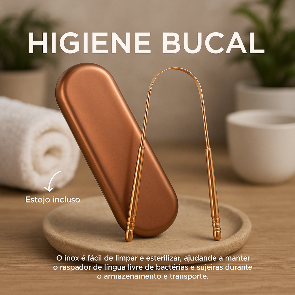 Ayurveda Raspador De Língua  Inox Antibacteriano Com Estojo