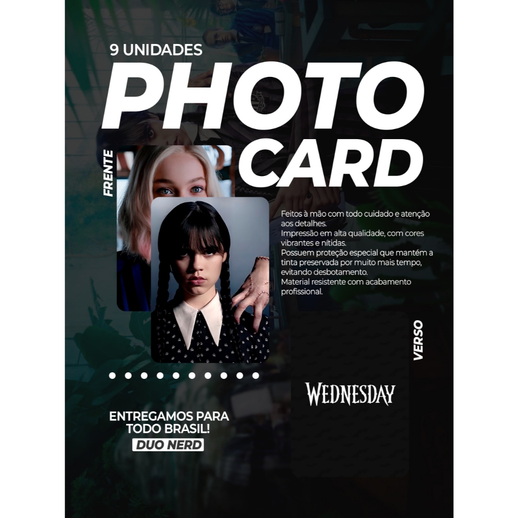 Photocards Fanmade Serie Wednesday Wandinha Colecionáveis 9 Unidades