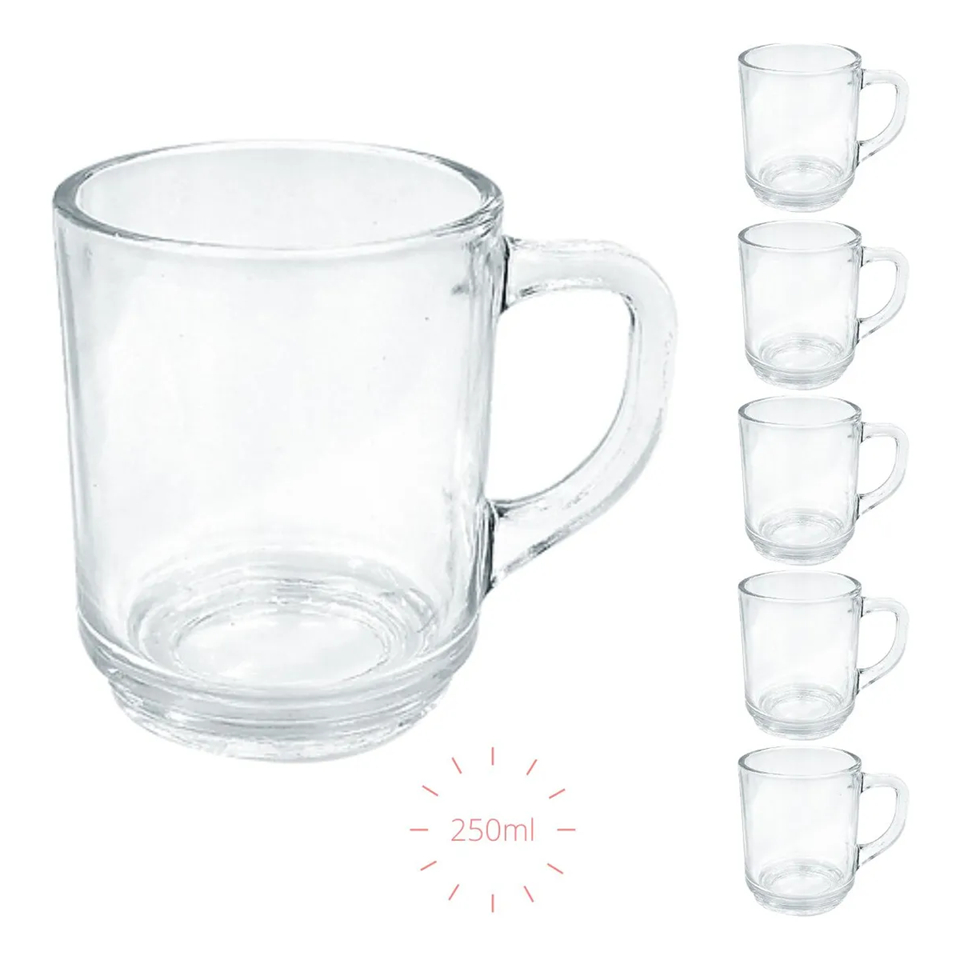 Jogo 3 Xícaras Em Vidro 250ml Kit Canecas Para Chá Café — imagem 2 de 2