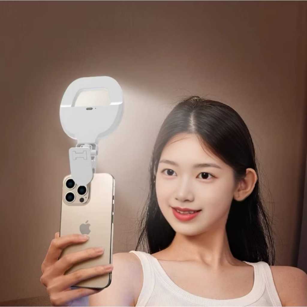 Selfie Ring Light Clip-On Phone Mirror 3 modos 3 níveis de brilho 90° Substituição portátil