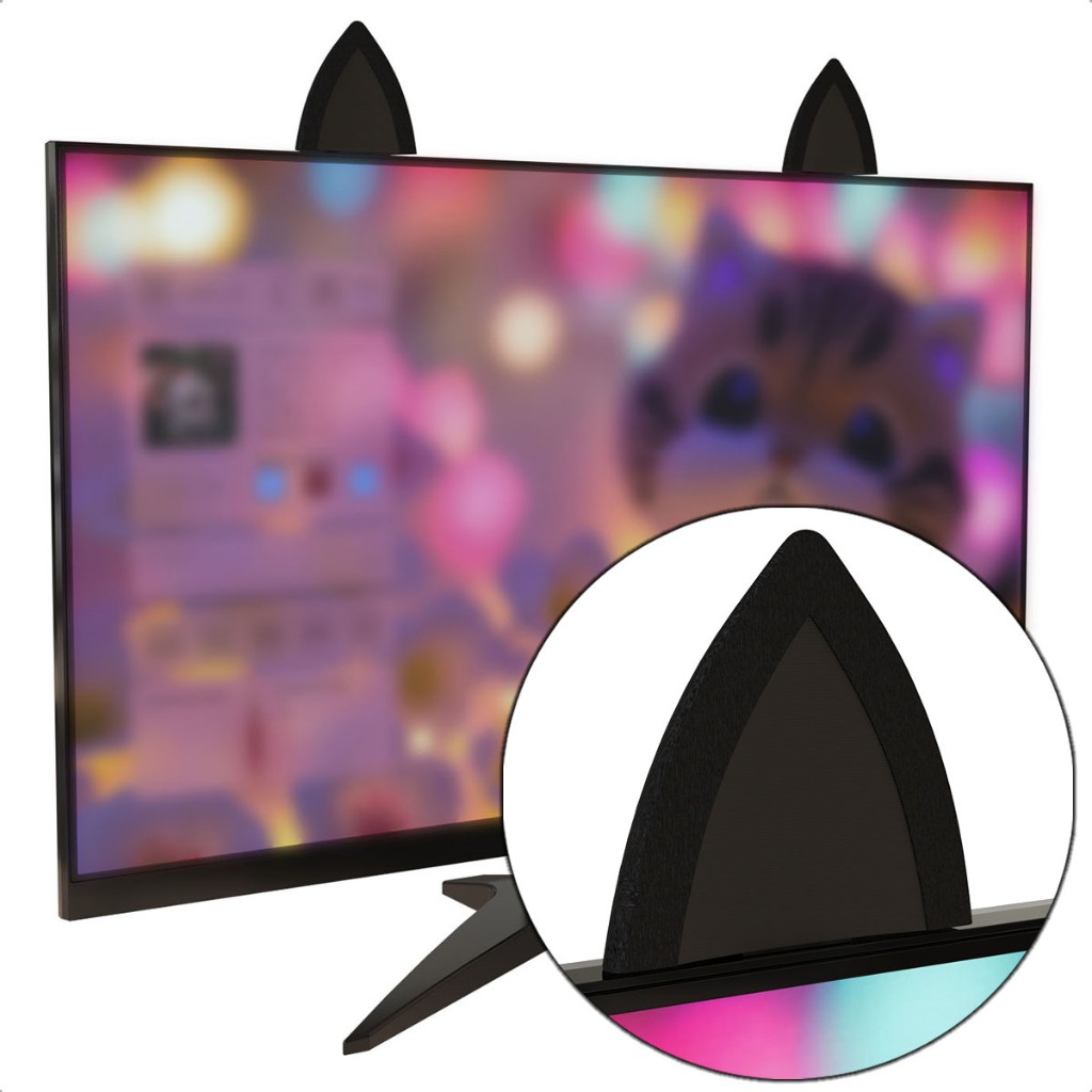 Imagem Orelha Orelhinhas Gato Gatinho Fixar Monitor Computador Tv Televisão Pc Gamer
