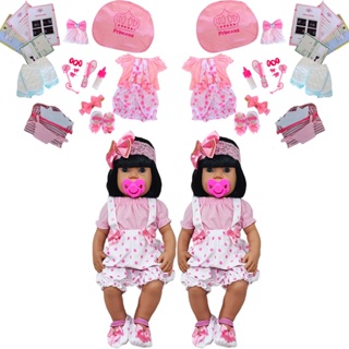 2 Bonecas Bebê Reborn Gêmeas Realista Bolsa + Enxoval Completo em Oferta na Shopee