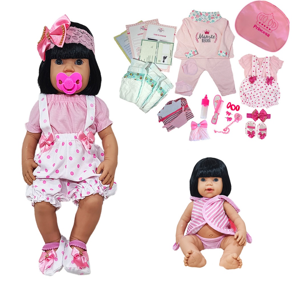 Boneca Bebê Reborn Pode Dar Banho Enxoval + DUAS TROCAS em Oferta na Shopee