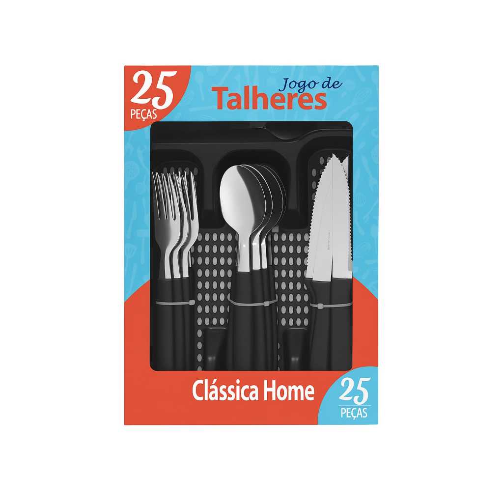 Jogo de talheres 25 peças inox conjunto de talheres com pota talheres ENVIO IMEDIATO em Oferta na Shopee