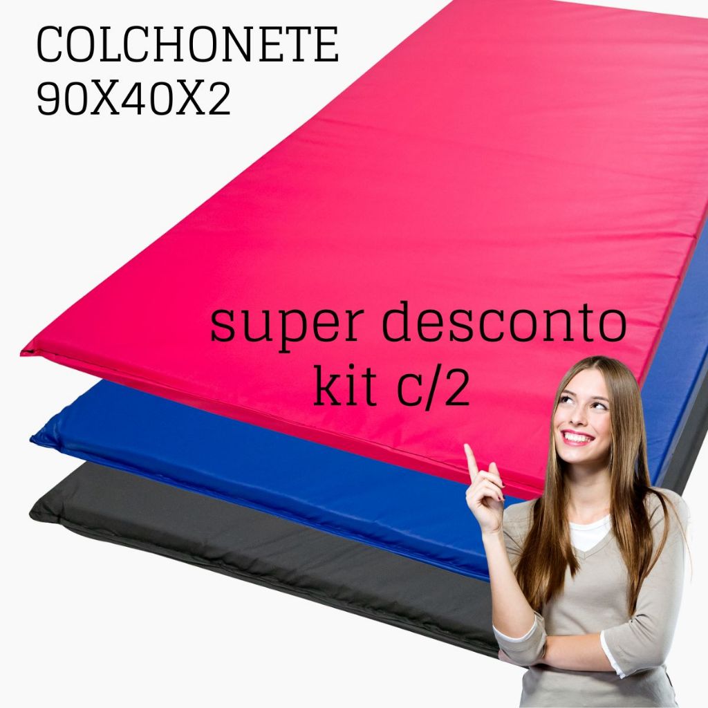 Imagem colchonete 100x60x3/ 90x40x3 / 90x40x2- exercícios físicos, ginástica, academia,yoga/unid e kit.