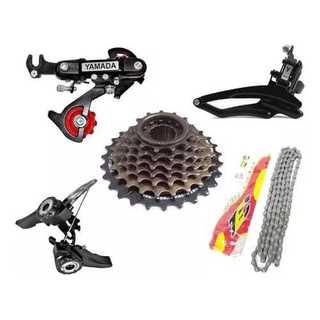 Kit Relação Bike Câmbio Traseiro Diant Corrente Catraca 21v 5 peças