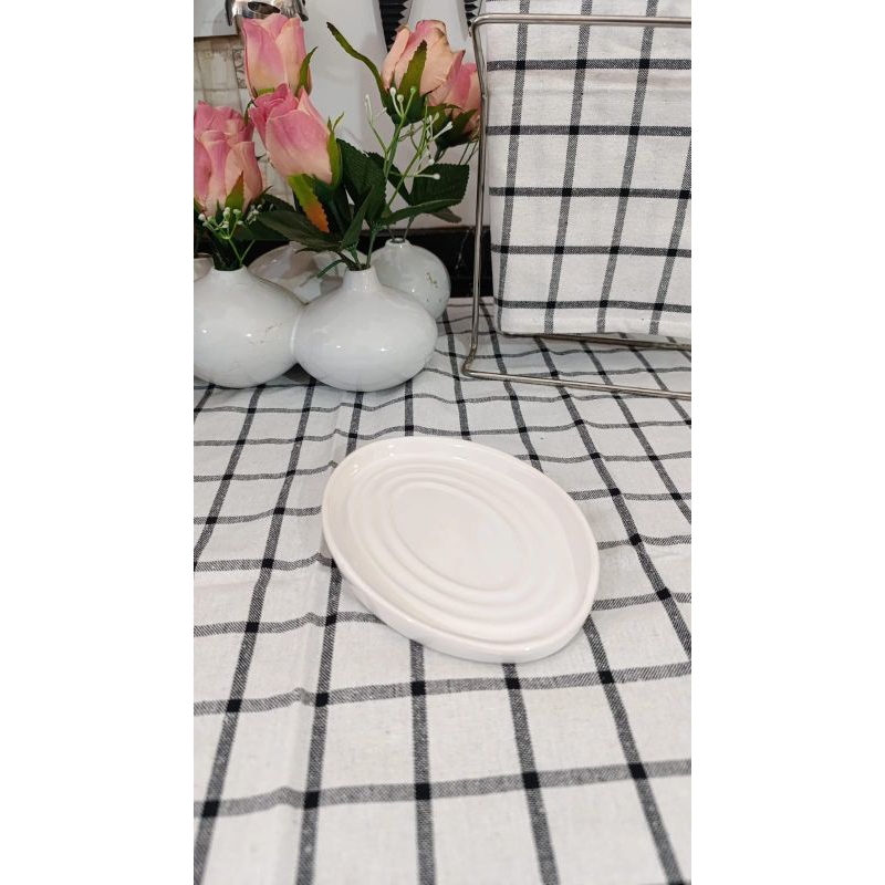 descanso de colher oval cerâmica inspiração lê creuset branco