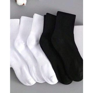 Kit com 24 Pares Meia de Cano MÉDIO PRETA ou BRANCO com Algodão