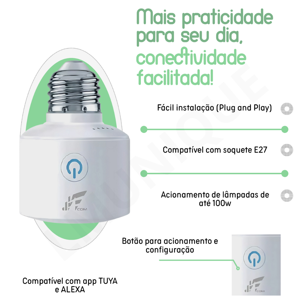 Soquete Inteligente Bocal Lâmpada Wifi Smart Alexa E27 Bocal de lampada Bivolt