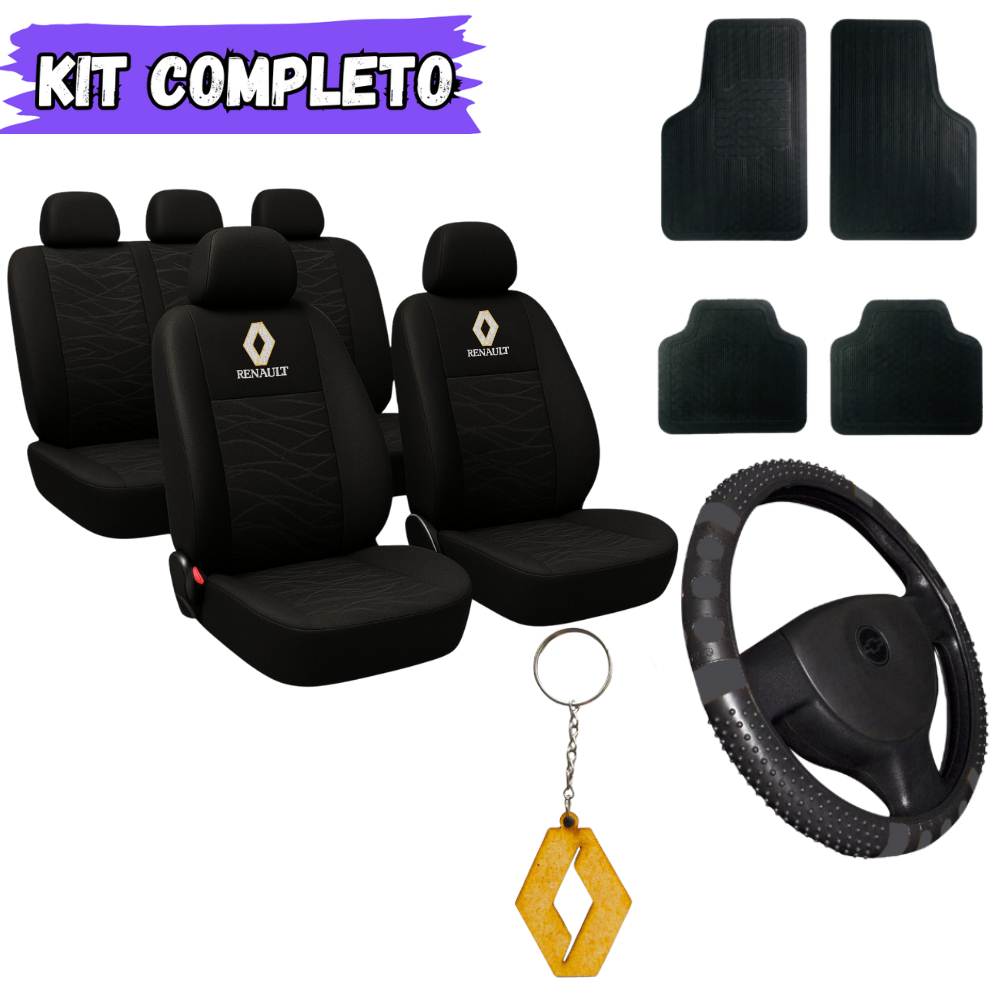 Kit Capas Banco Tecido Grosso+Volante Tapete Carro Renault Reno Sandero Clio Duster Logan Fluence em Oferta na Shopee