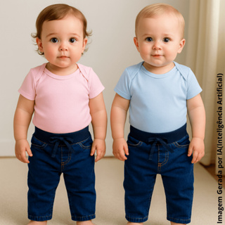 Calça Jeans Bebê Menino Menina P M G Cintura Elástica Confortável Infantil Pronta Entrega Versátil em Oferta na Shopee