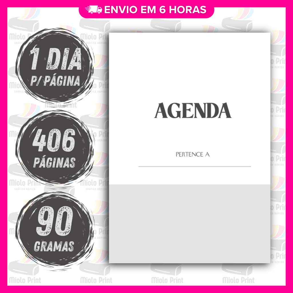 Kit 3 Unid. Miolo Impresso Agenda Neutra 1DPP 2026 | Tamanho A5 | Papel 90gr