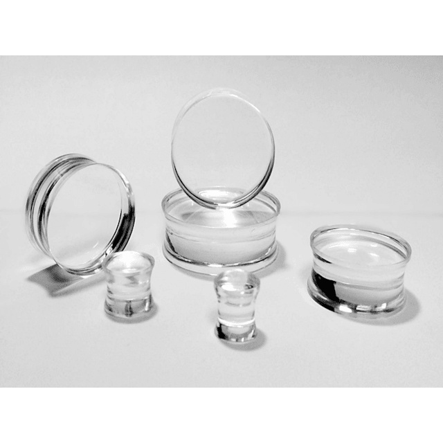 01  Alargador Plug Piercing Transparente Orelha