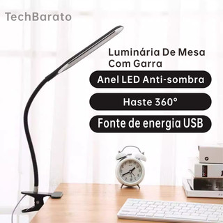 Luminária de Mesa com Garra USB – Ideal para Maquiagem, Leitura, Manicure e Estudo