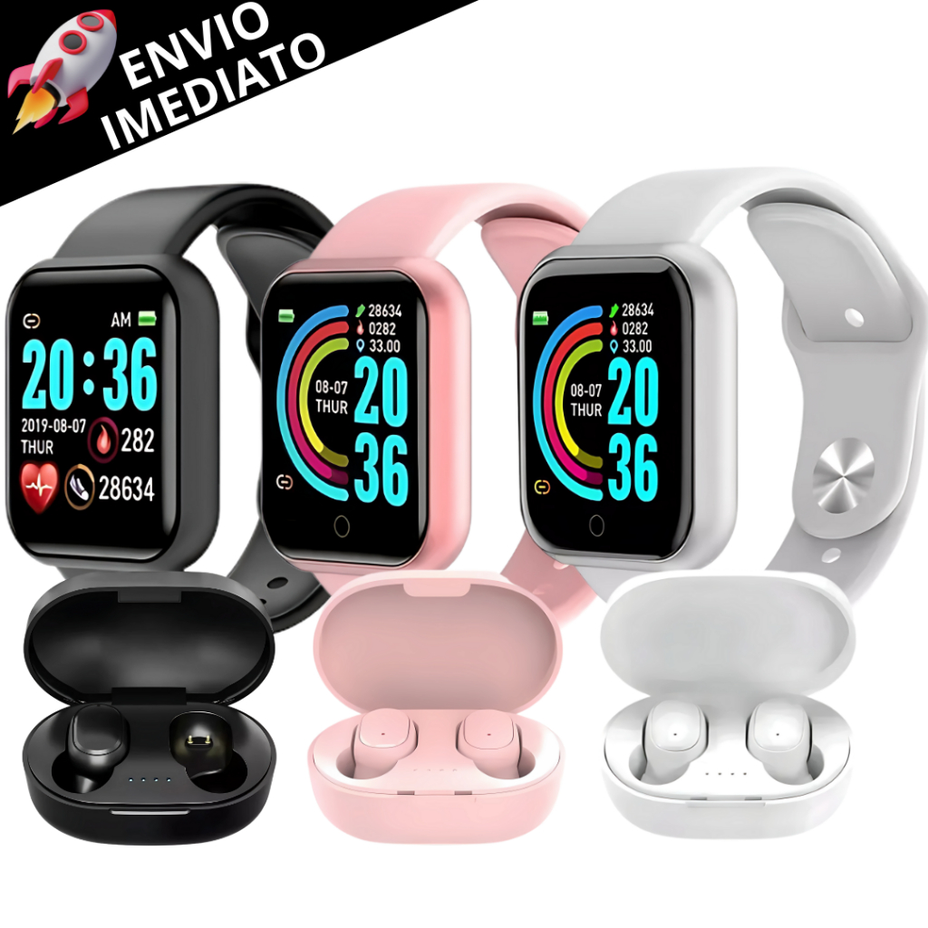 Relógio Smartwatch Digital Lindo Bluetooth E Fone de Ouvido Bluetooth S/Fio Envio Imediato