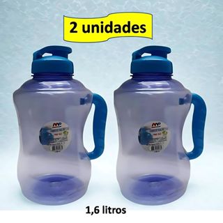 2 Unidades Garrafa Academia Trilha 1600ml Squeeze Com Alça Mini Galão Reutilizável Azul em Oferta na Shopee