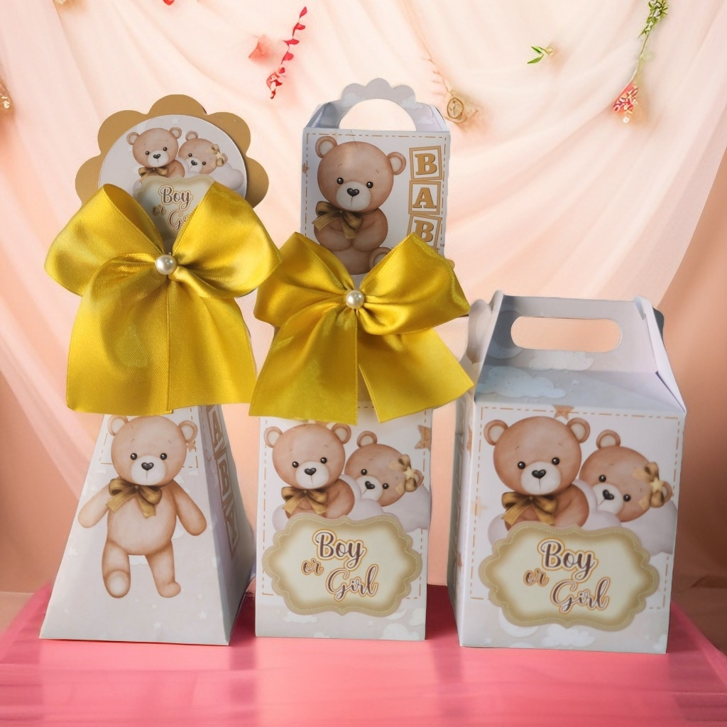Pegue e Monte Chá Revelação Ursinhos - Caixinhas personalizadas para Festas -Brindes - Comemorações
