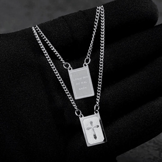 Escapulário Oração Aço Inoxidável Colar Unissex Prata em Oferta na Shopee