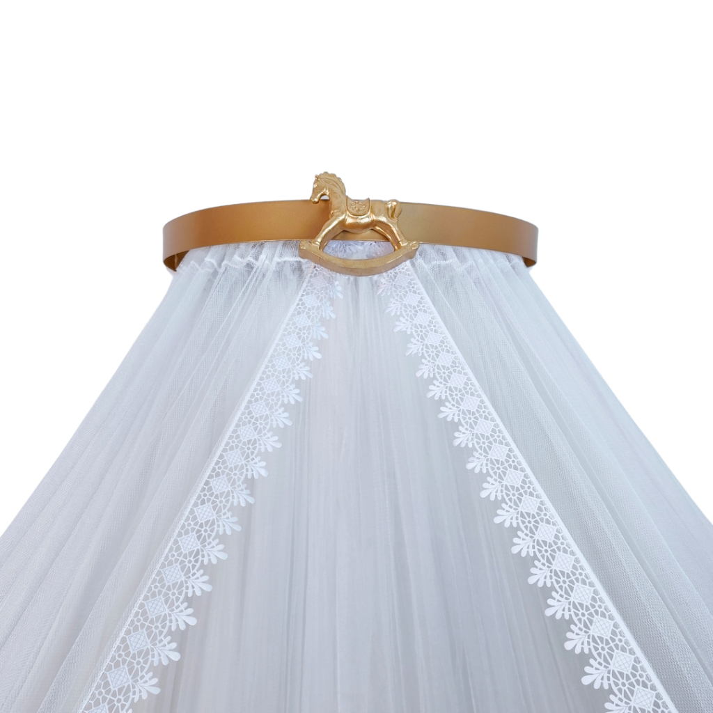 Dossel liso cavalo com mosquiteiro tule