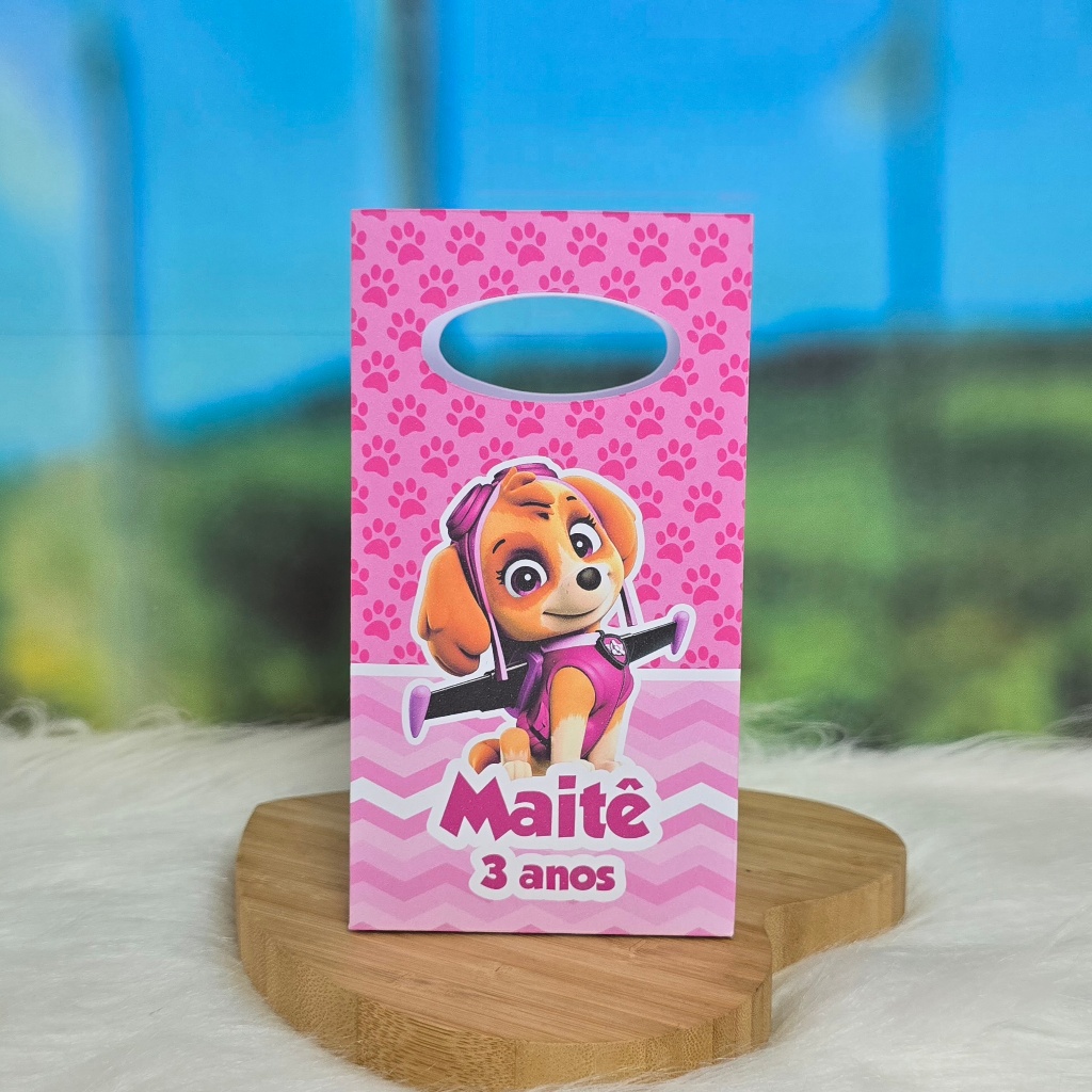 PEGUE E MONTE - Sacolinha Surpresa Personalizada SKYE PATRULHA CANINA ROSA MENINA  - Lembrancinha para festa