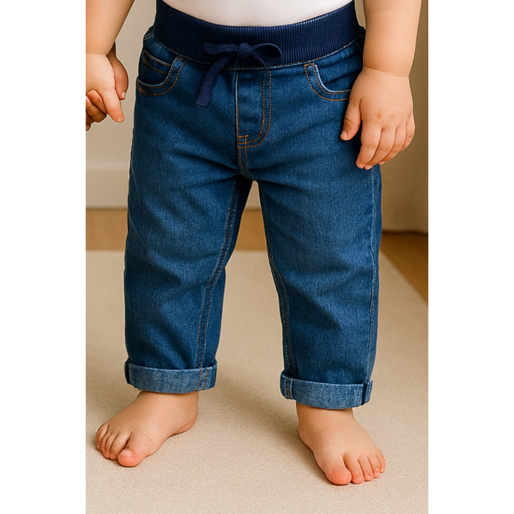 Roupa Infantil Bebê Calça Jeans Elastano Unissex Confortável Tamanho P M G Cintura Com Elástico em Oferta na Shopee
