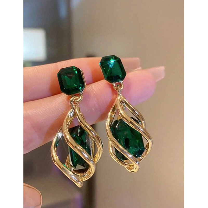Brinco Espiral Pedraria Festa Casamento Formatura Verde Azul Rosa em Oferta na Shopee