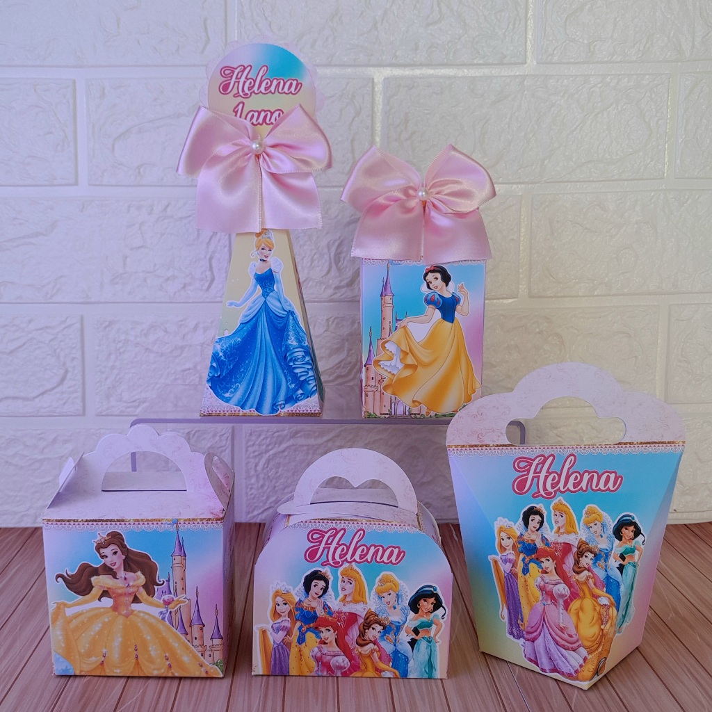 Kit Festa Personalizados Princesas  - Caixinhas para Lembrancinhas Aniversario (PEGUE E MONTE)