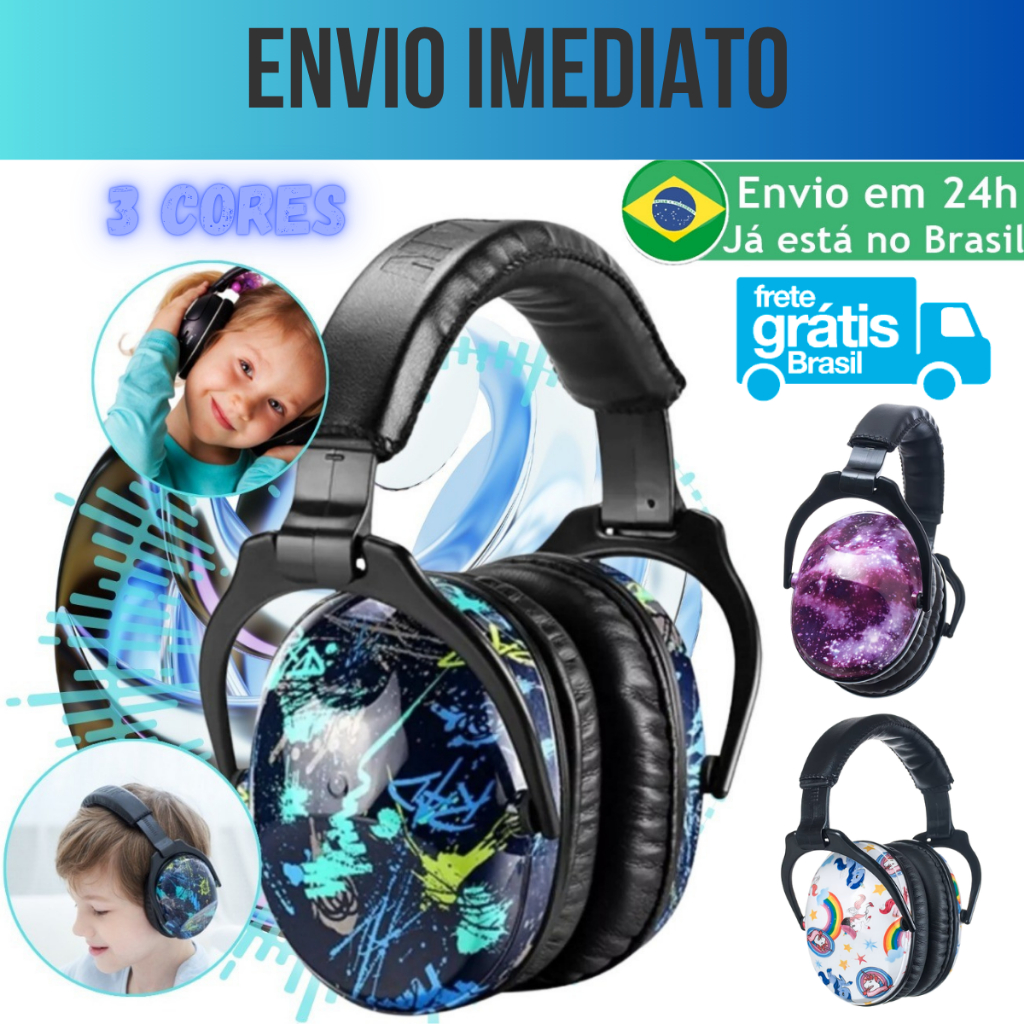 Fone Abafador Protetor De Som Ruído Barulho P/ Criança Infantil Bebê Hipersensibilidade Autismo TDAH