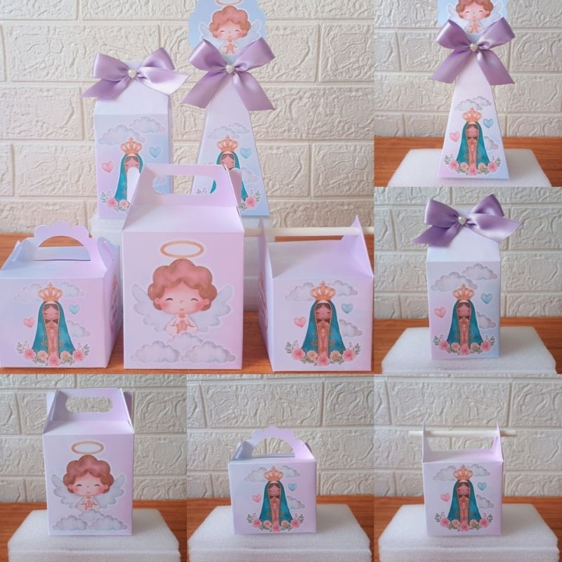 PEGUE E MONTE - Caixinhas Personalizadas Nossa Senhora Aparecida para Batizado/ aniversário/ Kit Caixinhas Lembrancinhas