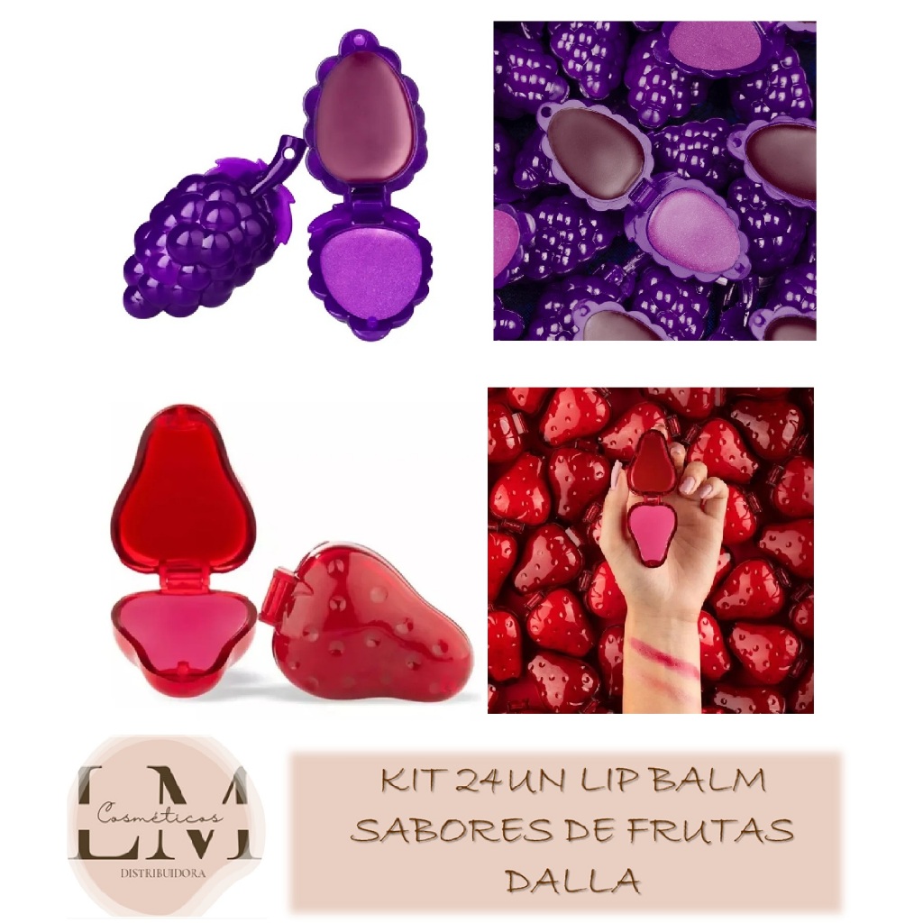 Kit 24un Lip Balm Sabores de Fruta Dalla