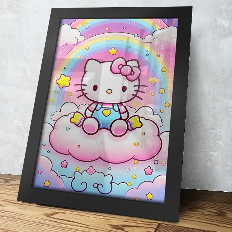 Placas Decorativas Quadros Hello Kitty, Soft Girl, Pastel, Presente, Meninas, Infantil, Criança A4