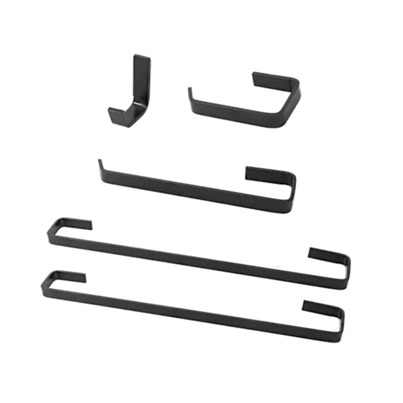 Kit Banheiro Quadrado 4 Peças Preto + Porta-Toalha Reto Quadrado