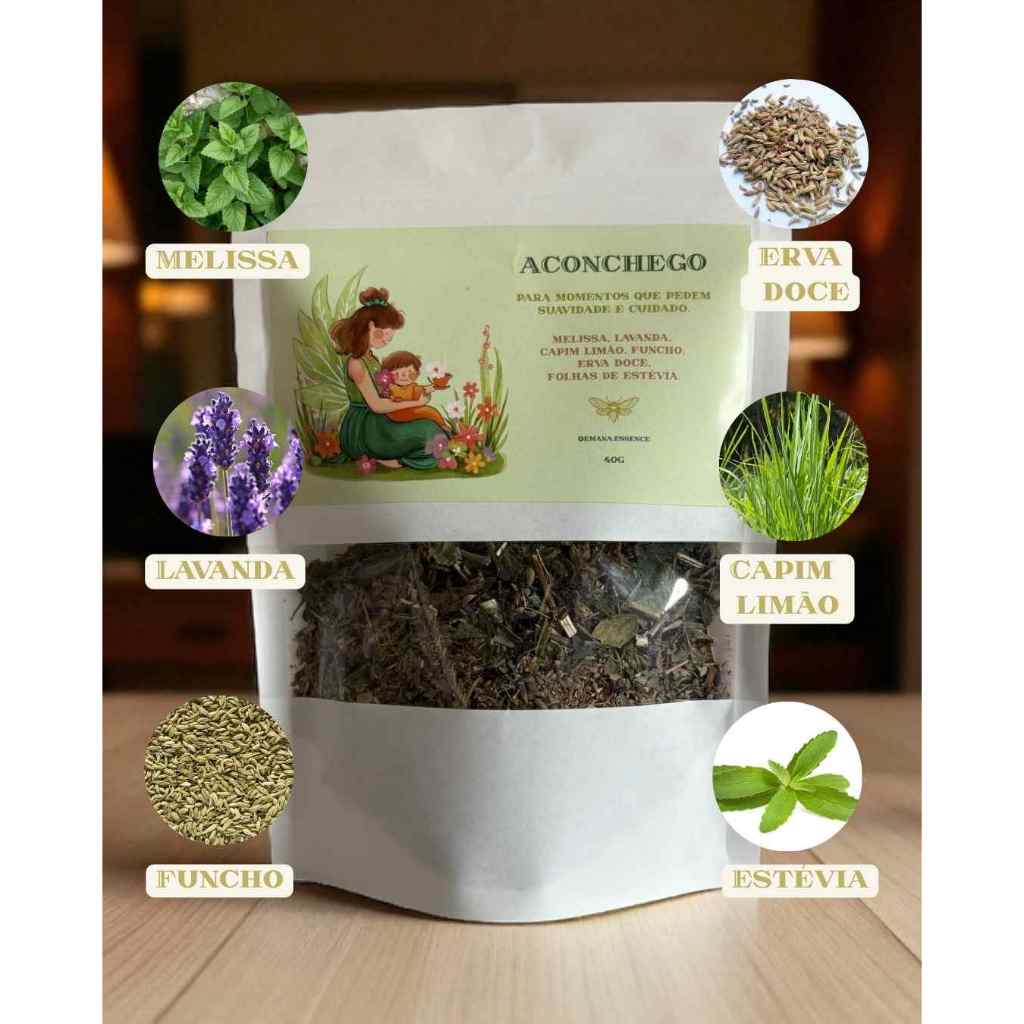 Chá Aconchego - sensação de colo, calma, ternura e bem-estar 40g – Melissa, Lavanda, Erva Doce | emana.essence
