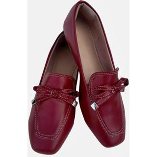 SAPATILHA FEMININA QUADRADA MOCASSIM FEMININO VERMELHO MARSALA COM DETALHE DE LACINHO em Oferta na Shopee
