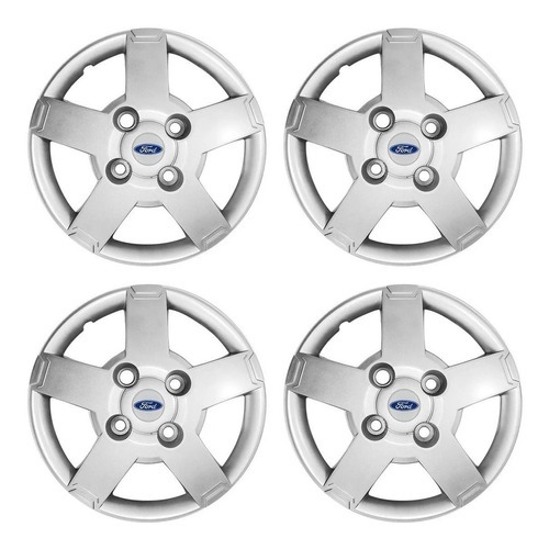 Jogo Calota Aro 13 Ford Ka Fiesta 2008 2009 2010 2011 2012 Prata